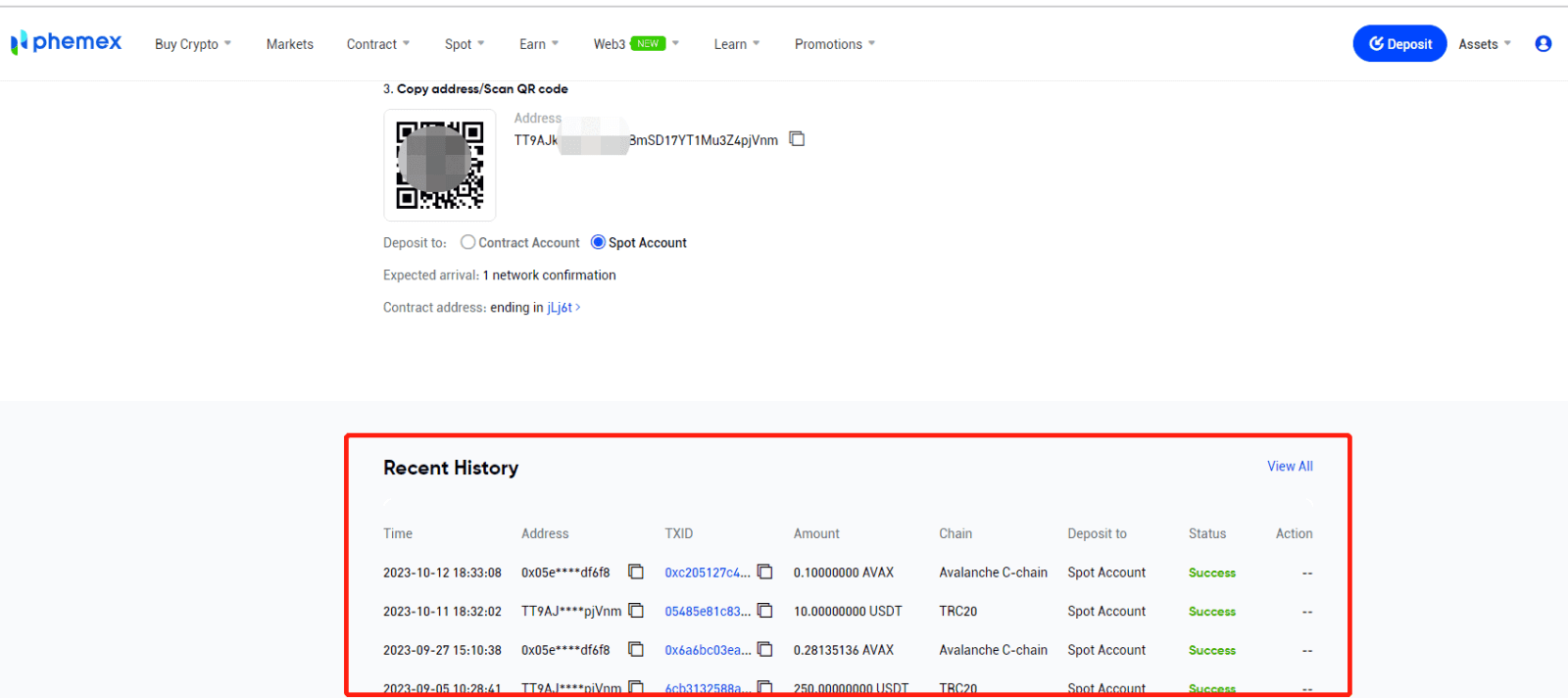 Giunsa ang Pagdeposito sa Phemex