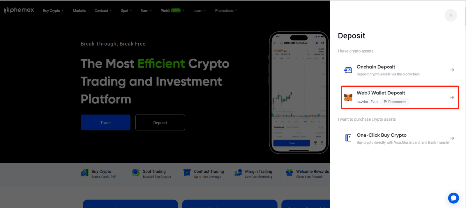Giunsa ang Pagdeposito sa Phemex
