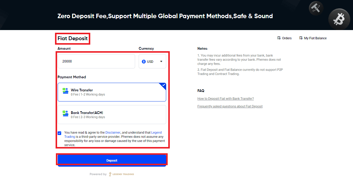 Giunsa ang Pagdeposito sa Phemex