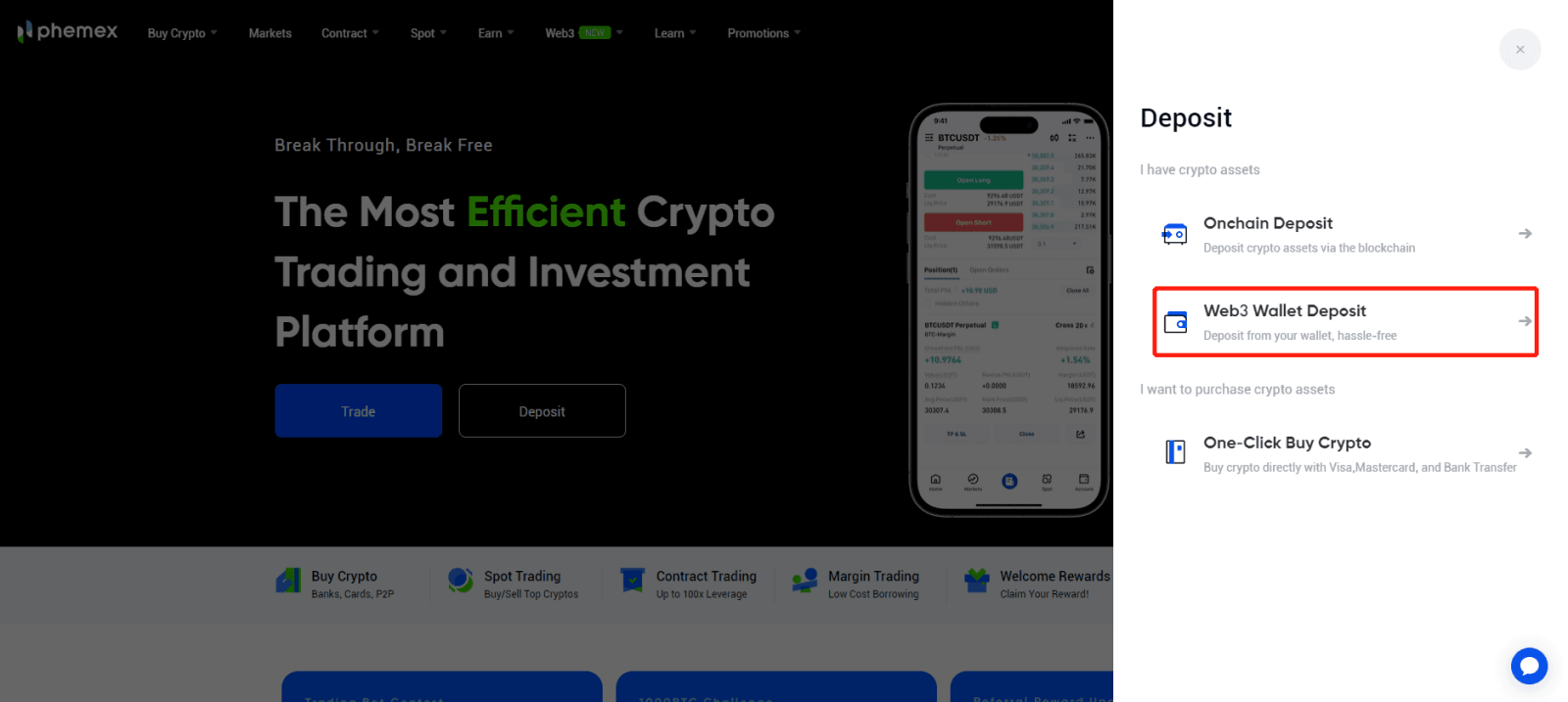 Come accedere e depositare su Phemex Come accedere e depositare su Phemex