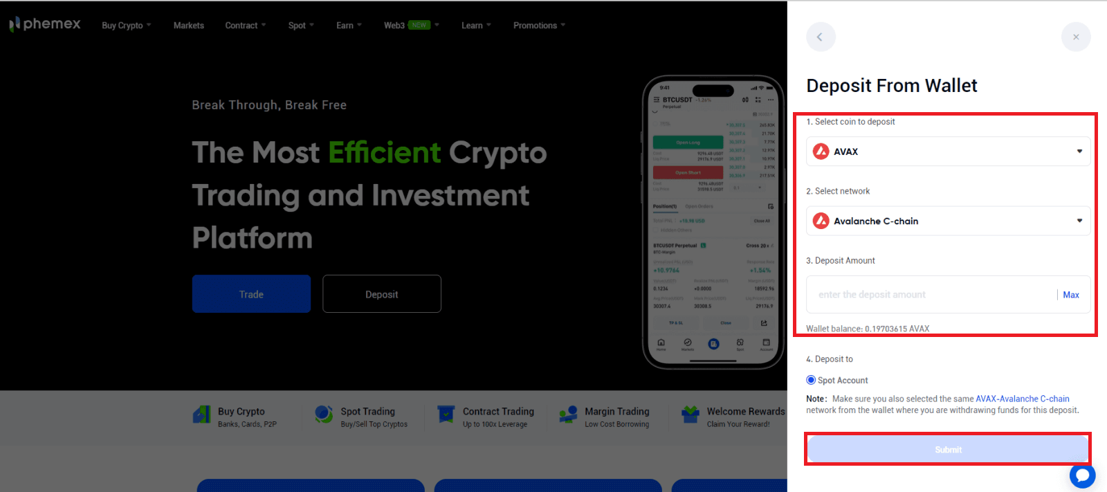 Come accedere e depositare su Phemex Come accedere e depositare su Phemex