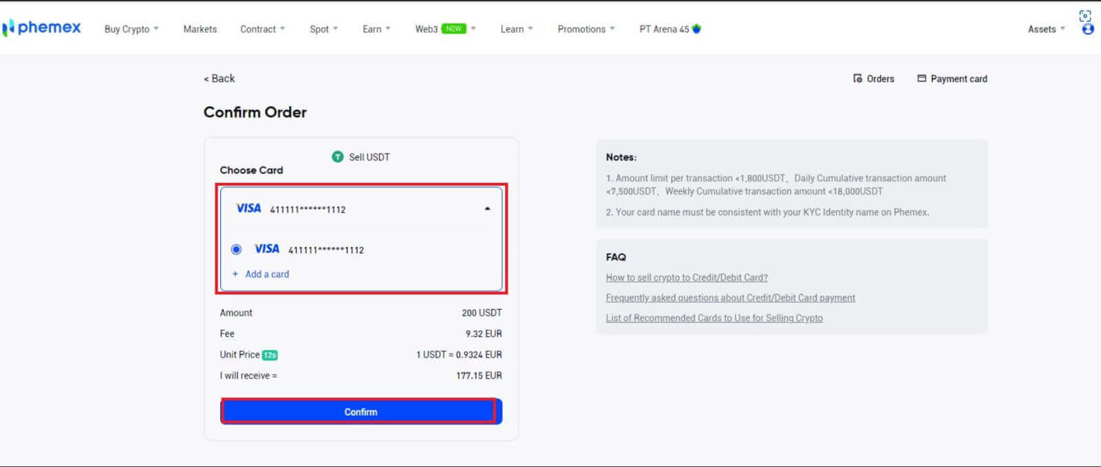 Comment se retirer de Phemex